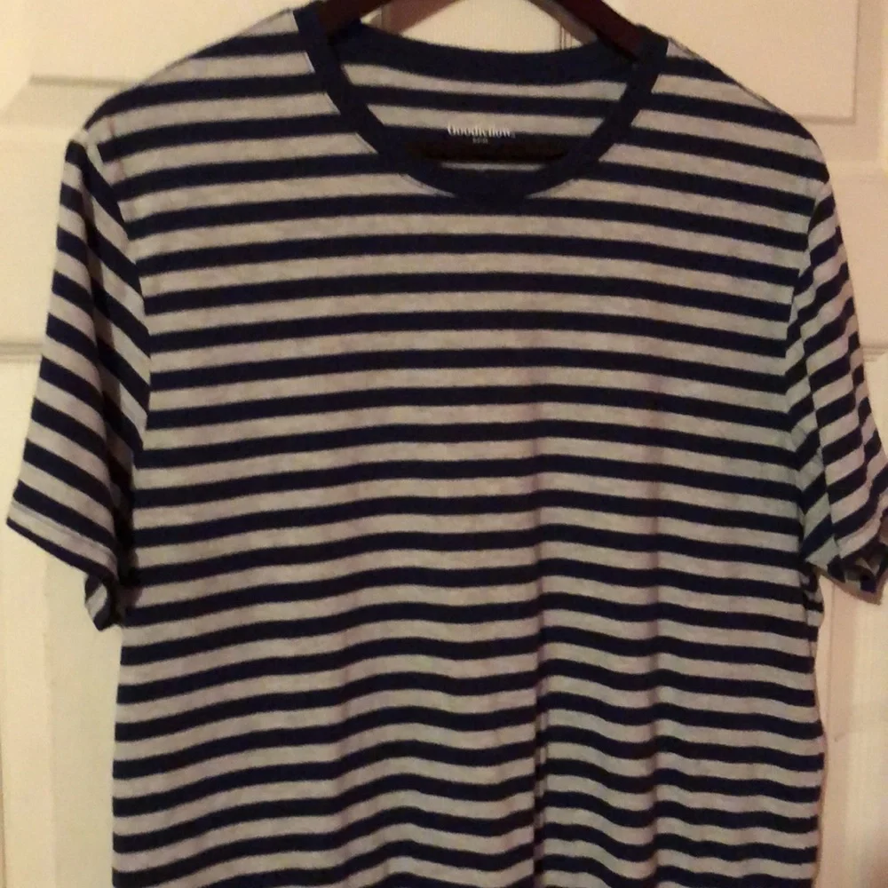 Goodfellow & Co. Gray & Blue Striped T-Shirt Mens Large L Standard Fit - Picture 3 of 12